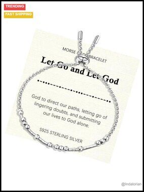 Morse Code Sterling Silver Bracelet Inspirational Religious Adjustable Link